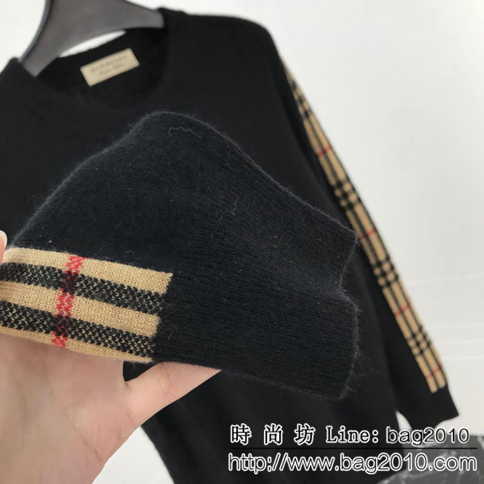 Burberry巴寶莉 18ss秋冬新款貂絨羊毛衫 騎士刺繡小logo 袖子經典格紋 100%羊毛面料 高版本 ydi2343